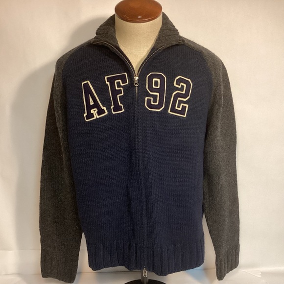Vintage 90s Abercrombie & Fitch Mens Muscle Lambswool zip up Sweater size XL - Picture 1 of 9